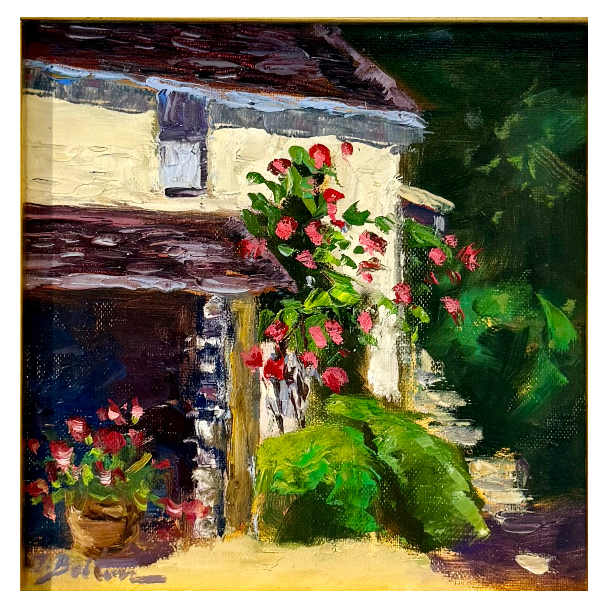 “Maison aux Roses” — Contemporary Original Oil Painting