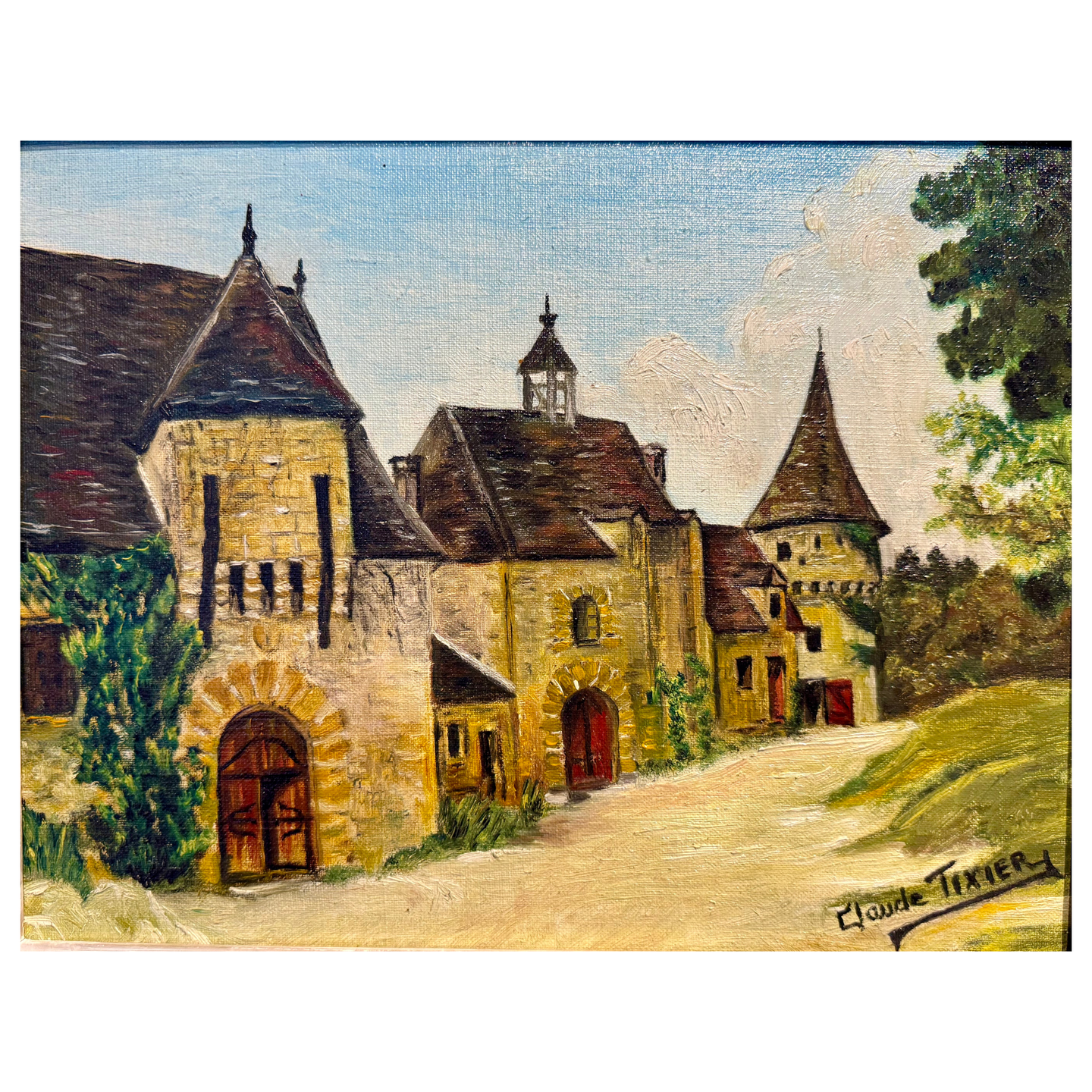 “Les Portes du Village” — Signed Claude Tixier Vintage French Oil Painting