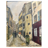 “Rue de Montmartre” — 1940s French Oil Painting by E. Ford