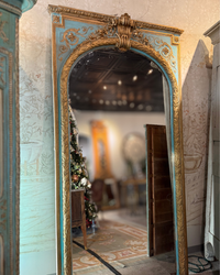 19th Century French Trumeau Mirror – Gilded Blue Grandeur