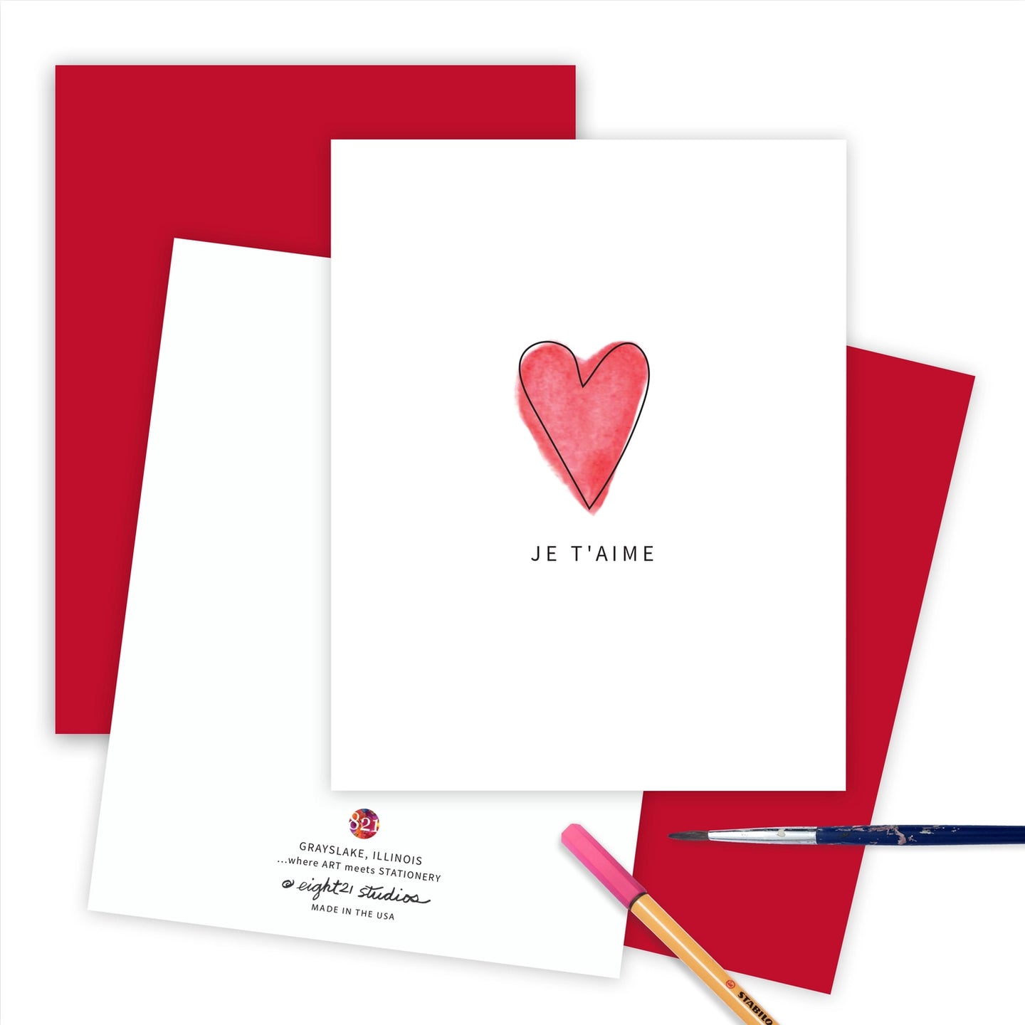Je T’aime – French Love Note Greeting Card