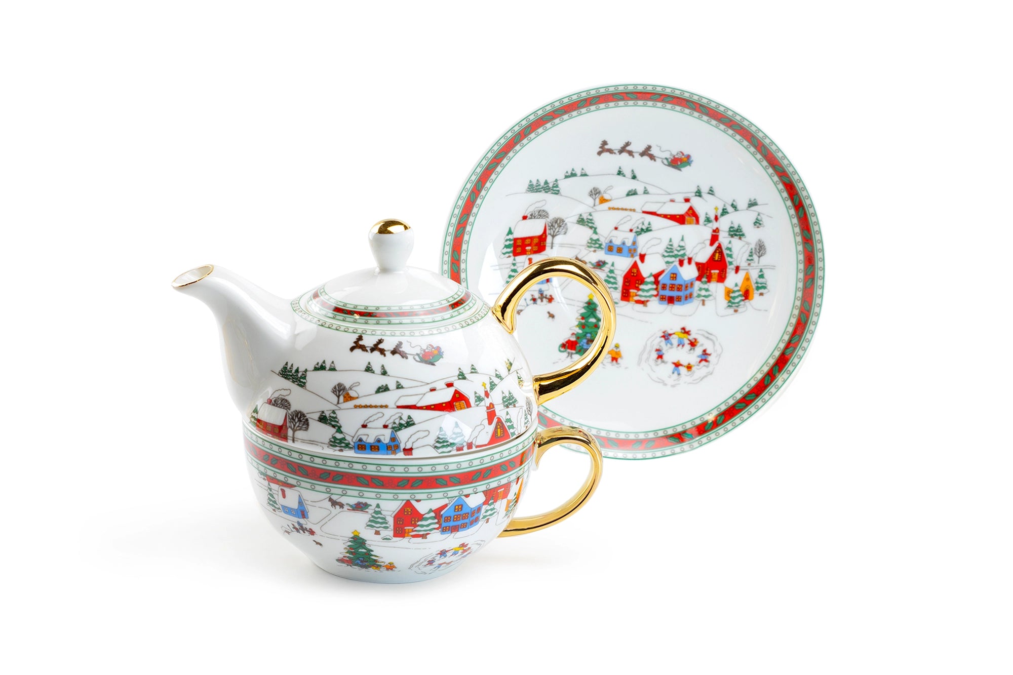 Holiday Winter Wonderland Tea-for-One Porcelain Set