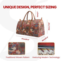 William Morris Strawberry Thief Tapestry Red Weekender Duffel Bag