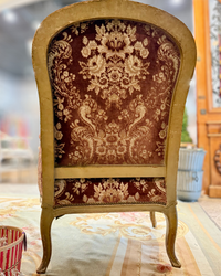 Pair of 19th Century Louis XV-Style Giltwood Fauteuils in Rose Damask Velvet