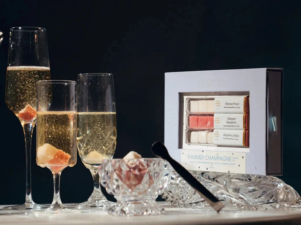 Shimmer Champagne Mixer Cubes – Strawberry, Peach & Raspberry