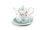Winter Cardinals Porcelain Tea-for-One Set