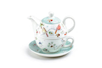 Winter Cardinals Porcelain Tea-for-One Set