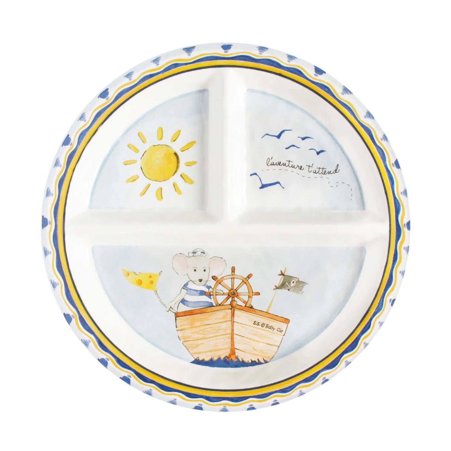 L'Aventure Attend ("Adventure Awaits") 5-Piece Children's French Dinnerware Set