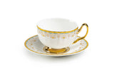 White Floral Toile Tea Cup & Saucer