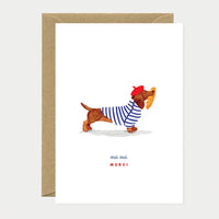 Oui Oui Merci Dachshund Thank You Greeting Card