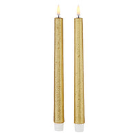 Gold Flameless Textured Taper Candles Set of 2 1" x 11"