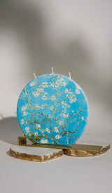 Flat Hand-Crafted Round Candle – Van Gogh Almond Blossom
