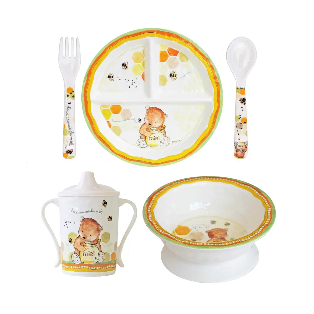 Doux Comme du Miel ("Sweet as Honey") 5-Piece Children's French Dinnerware Set