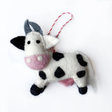 Moo-ry Christmas Felt Wool Ornament
