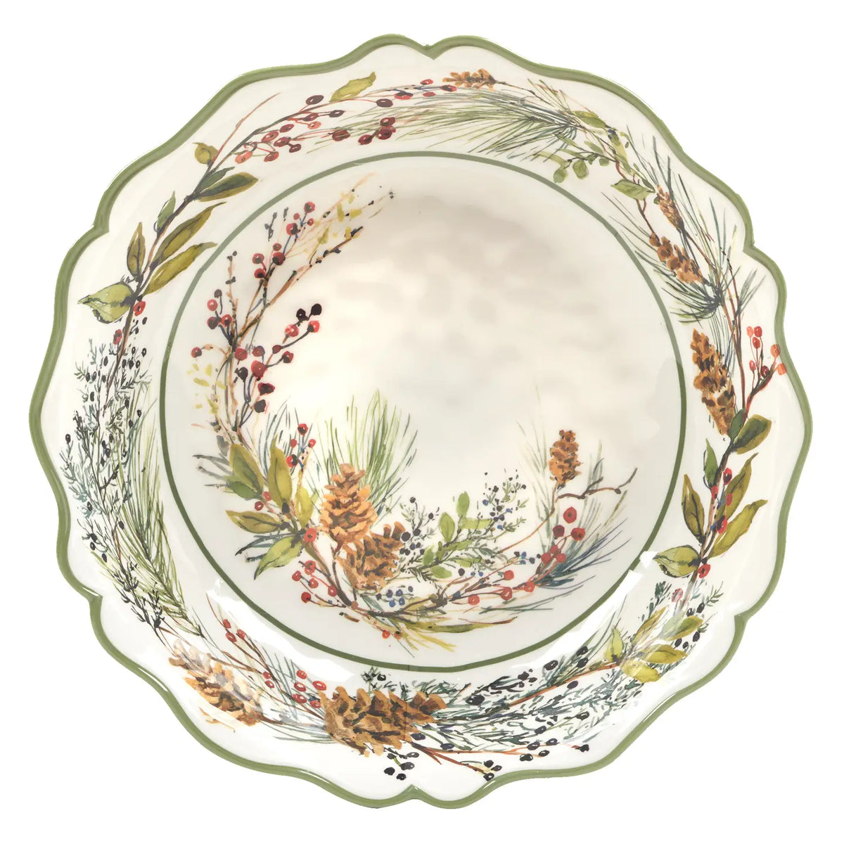 Winter Forest Christmas Large Melamine Serving Bowl