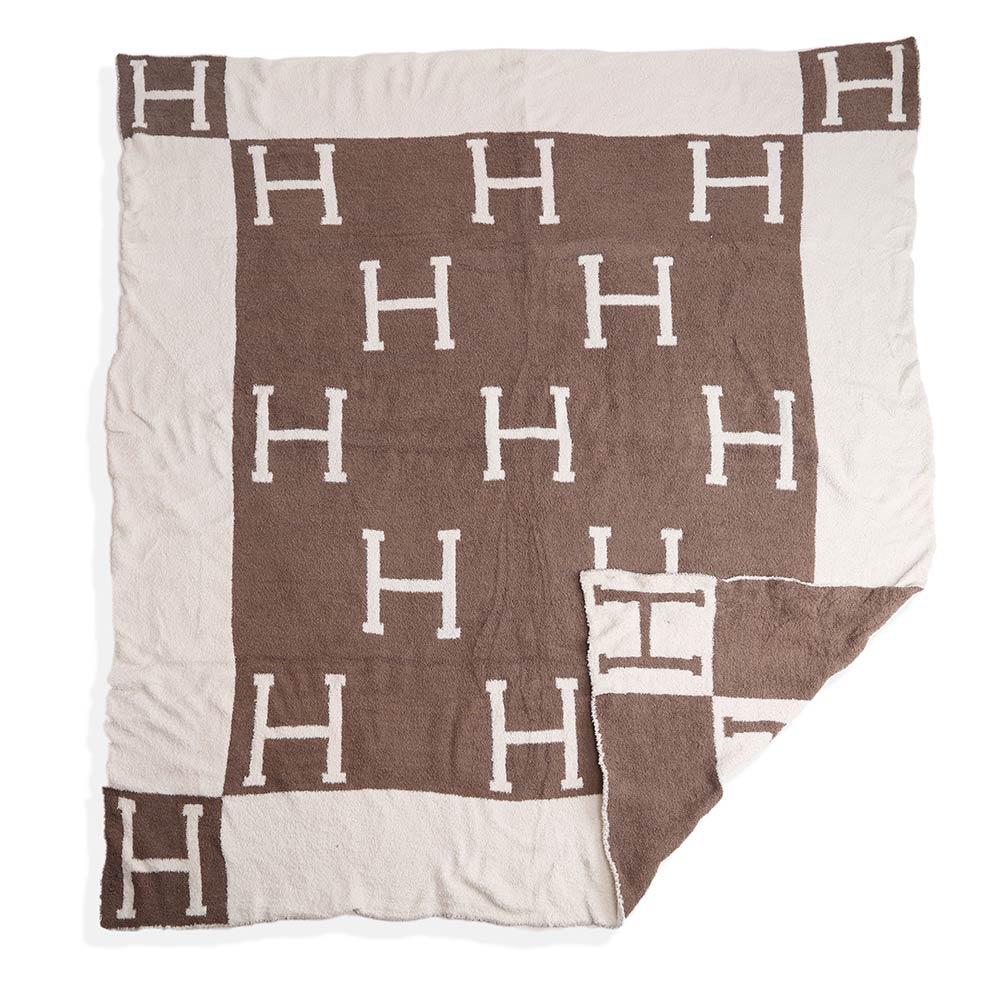 Initial Monogram Reversible Throw Blanket