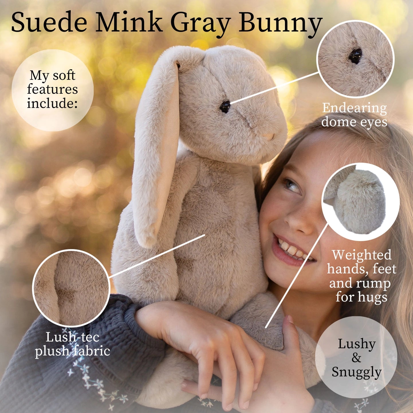 Suede Mink Gray Bunny Plush