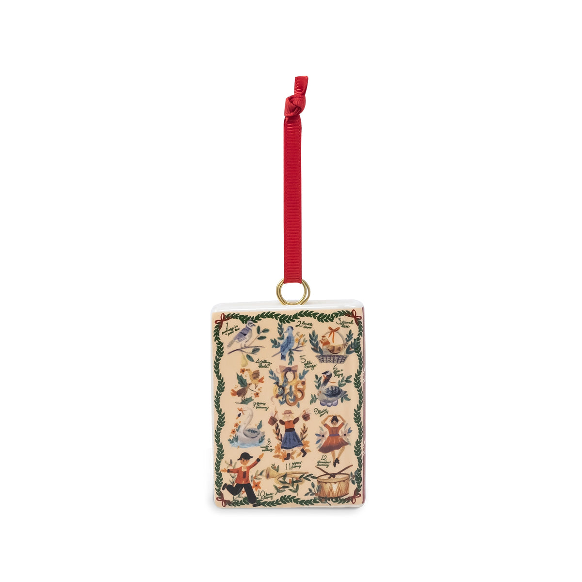 Twelve Days of Christmas Ceramic Book Ornament