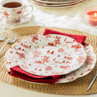 Red Village Fine Porcelain Dessert Plates – Set of 2