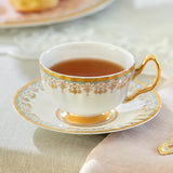 White Floral Toile Tea Cup & Saucer