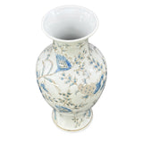 Blue & White Chinoiserie Porcelain Vase – 14” Botanical Decorative Accent Vase