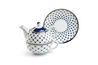 Trellis Blue & Gold Fine Porcelain Tea-for-One Set