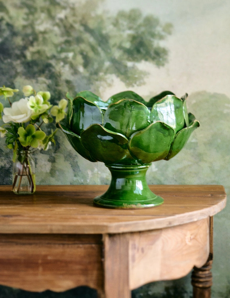 Italian Green Petal Bowl Vase