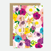 Gold Foil Floral Birthday Greeting Card | Luxury Happy Birthday Card