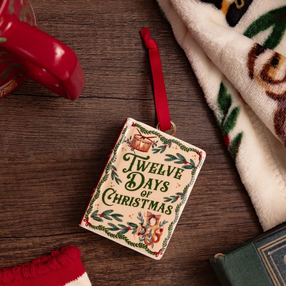Twelve Days of Christmas Ceramic Book Ornament