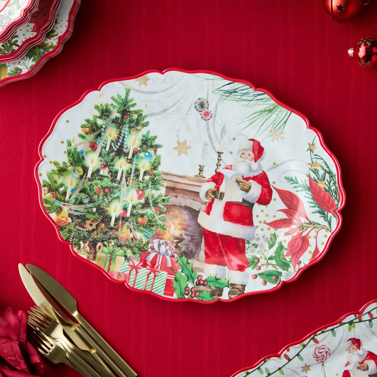 Santa’s Delivery Christmas Melamine Oval Serving Platter