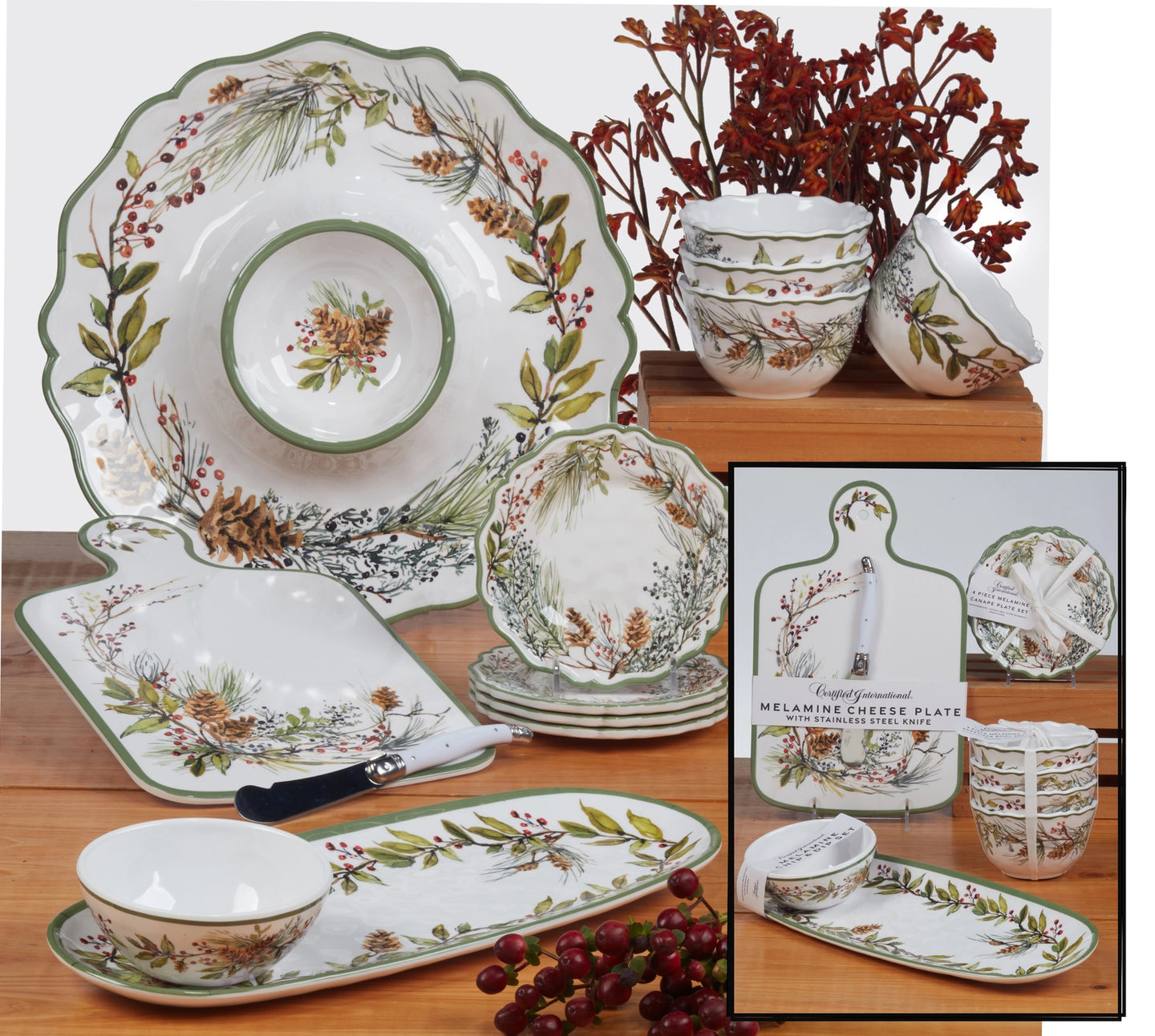 Winter’s Forest Appetizer Bowl Set – Melamine (Set of 4)