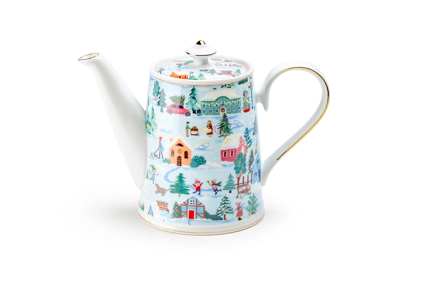 Christmas Village Fine Porcelain Teapot – 34oz