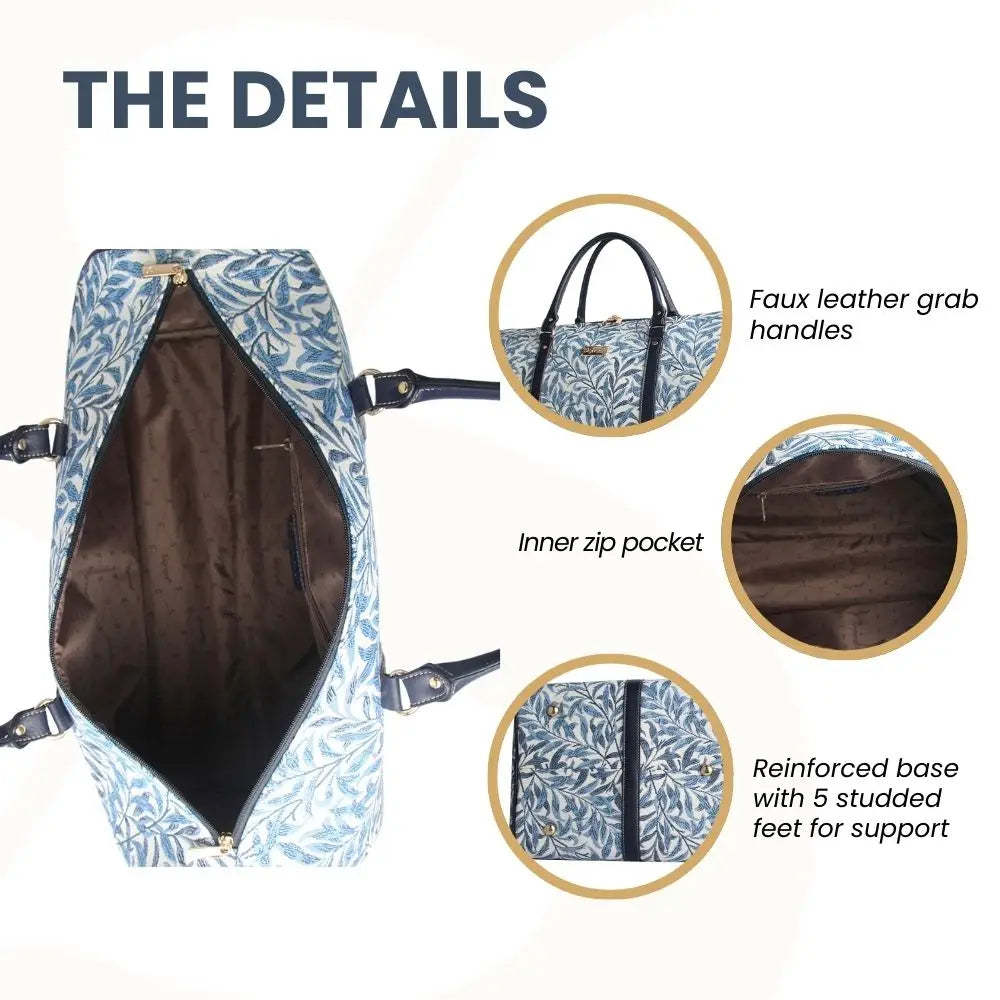William Morris Willow Bough Tapestry Duffel Bag – Blue Weekend Holdall