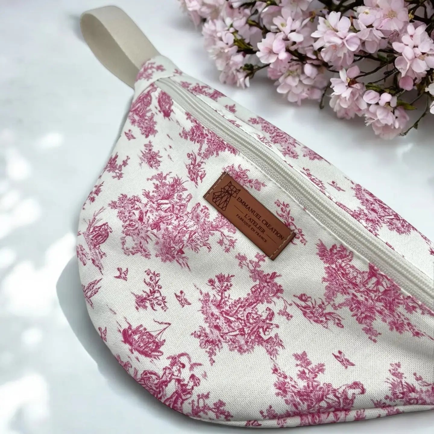 French Toile “Antoinette” Pink Cotton Belt Bag & Fanny Pack