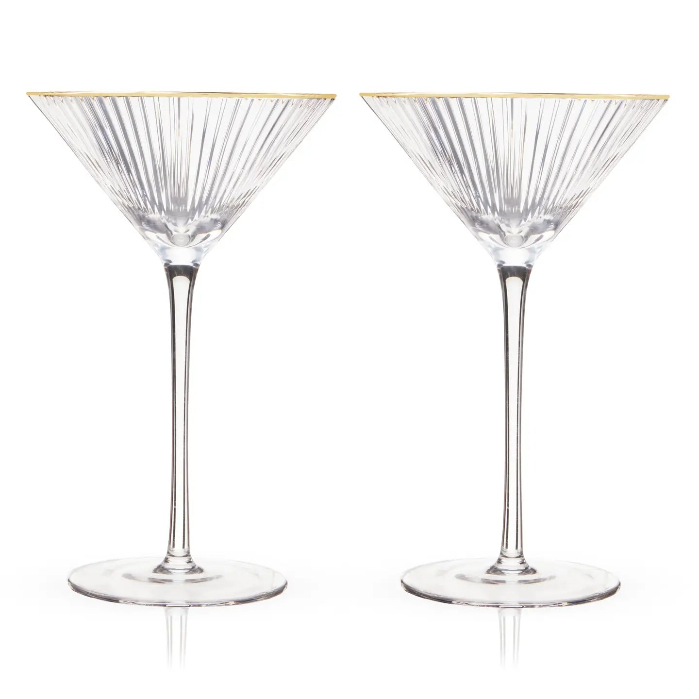 Art Deco Gold Rim Crystal Martini Glasses – Set of 2