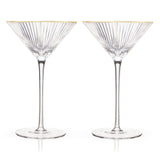 Art Deco Gold Rim Crystal Martini Glasses – Set of 2