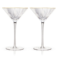 Art Deco Gold Rim Crystal Martini Glasses – Set of 2