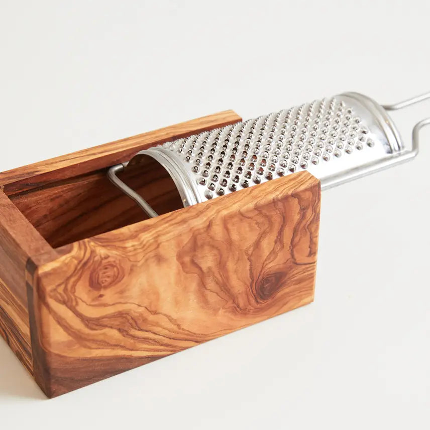 Italian Olive Wood Parmesan Cheese Grater Box – Handcrafted in Italy