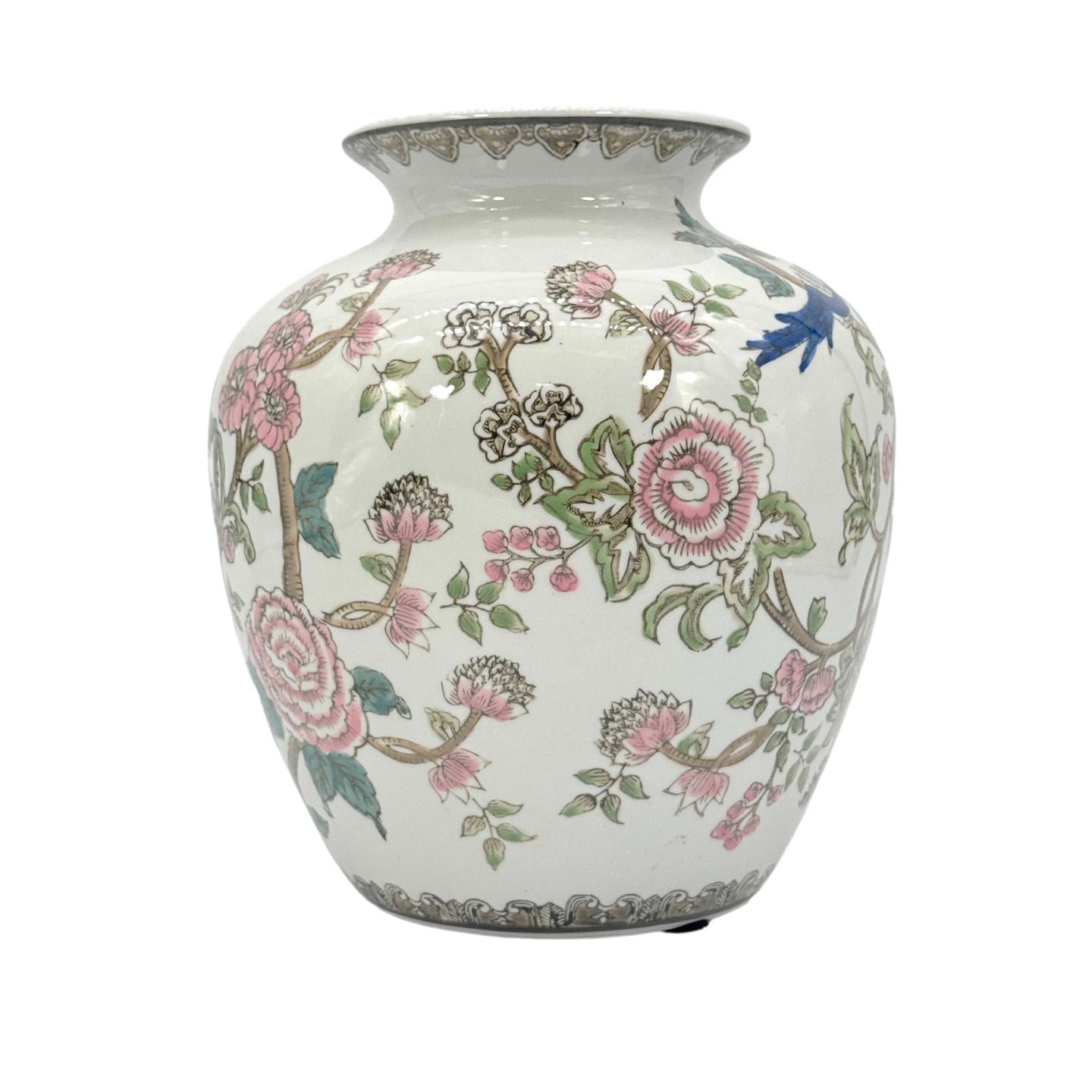 Multicolor Parrot Chinoiserie Ceramic Vase