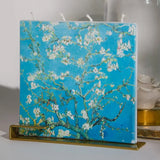 Flatyz Van Gogh Almond Blossoms Art Candle with Metal Stand | Handcrafted Decorative Candle