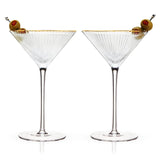 Art Deco Gold Rim Crystal Martini Glasses – Set of 2
