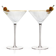 Art Deco Gold Rim Crystal Martini Glasses – Set of 2