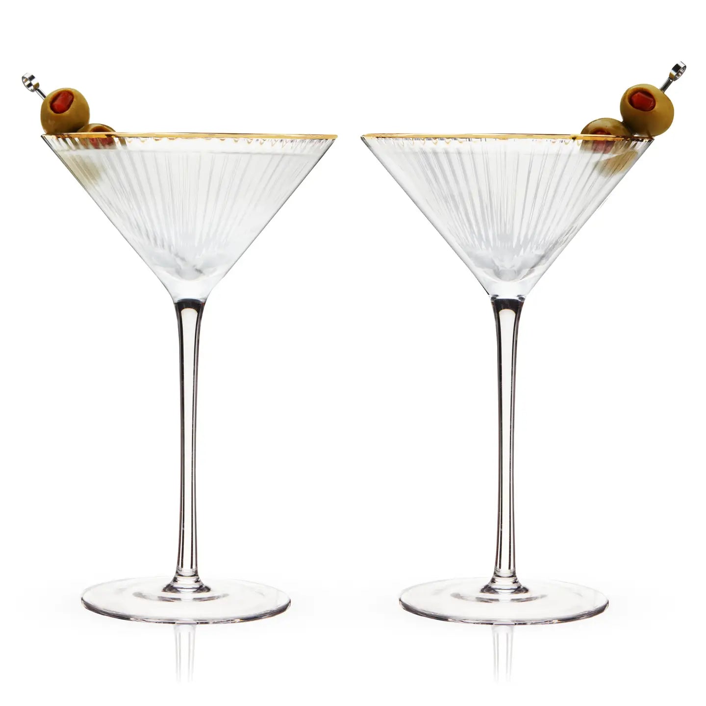 Art Deco Gold Rim Crystal Martini Glasses – Set of 2