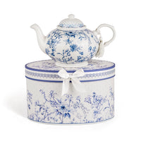 "Jardin Bleu" Bone China Teapot in Gift Box