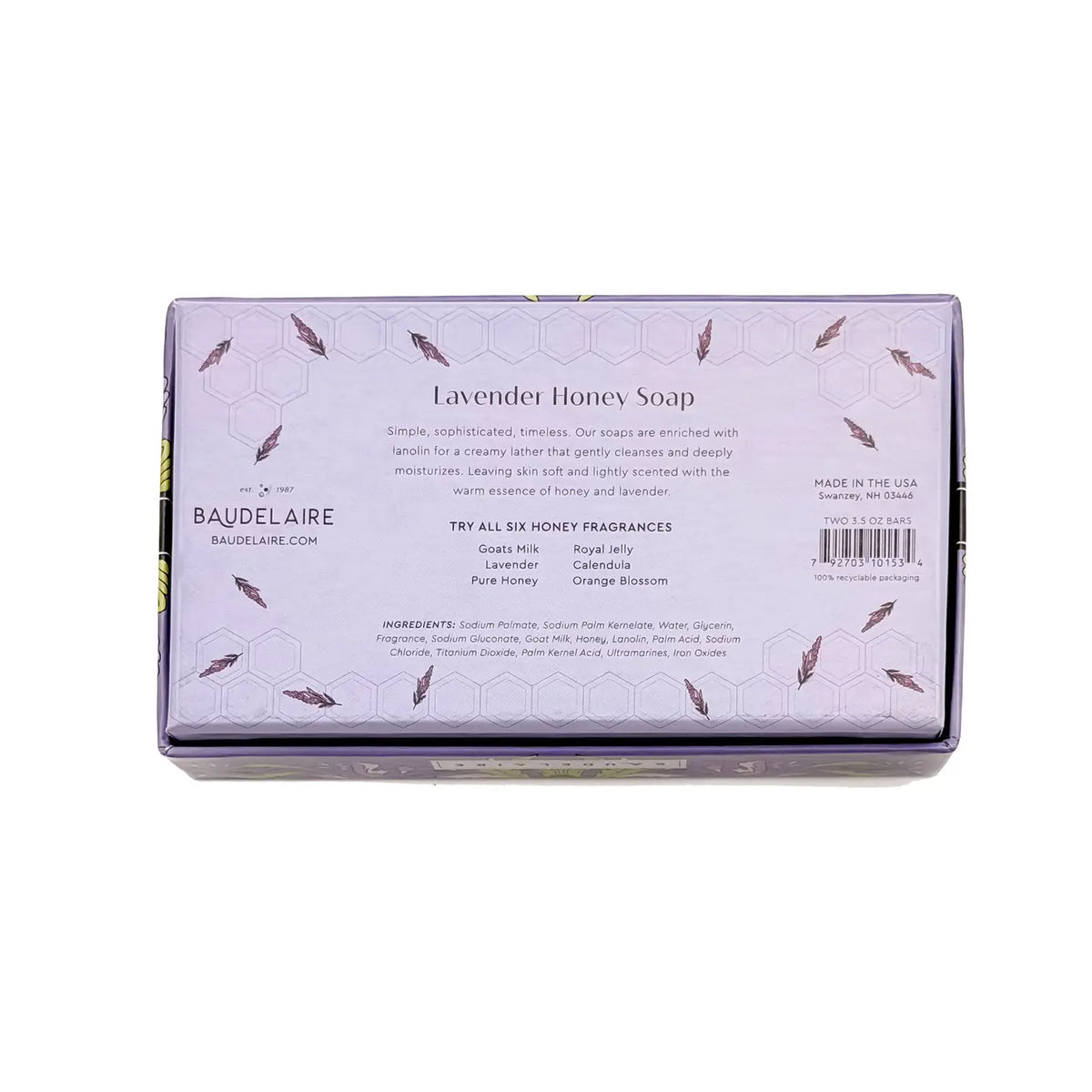 Lavender Honey Soap Gift Box – 2 Bar Set