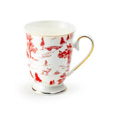 Red Village Fine Porcelain Footed Mugs – Set of 2