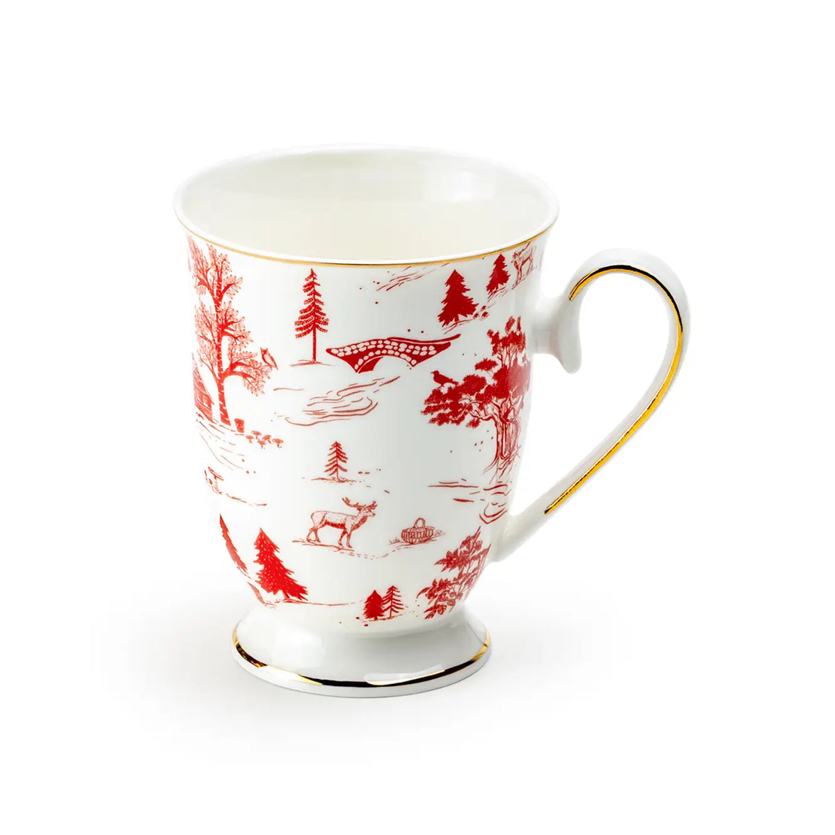 Red Village Fine Porcelain Footed Mugs – Set of 2