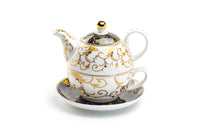 Black & Gold Scroll Tea-For-One Set