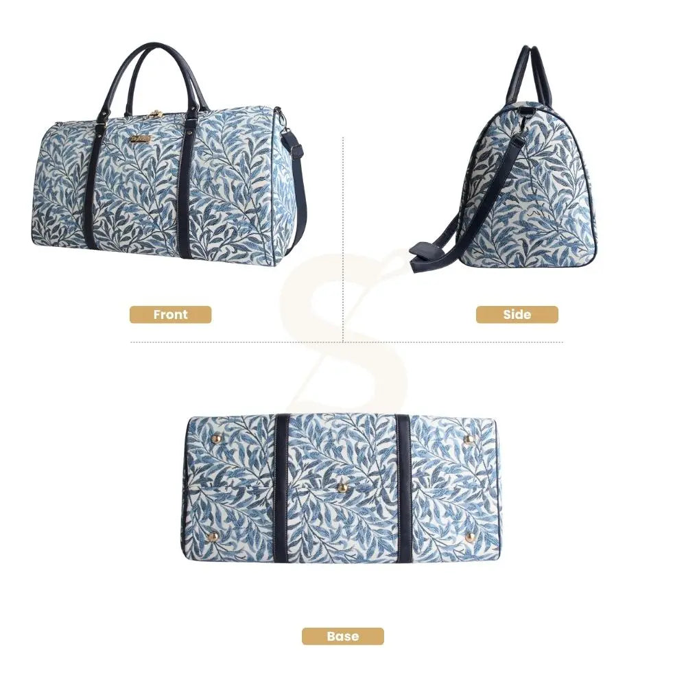 William Morris Willow Bough Tapestry Duffel Bag – Blue Weekend Holdall