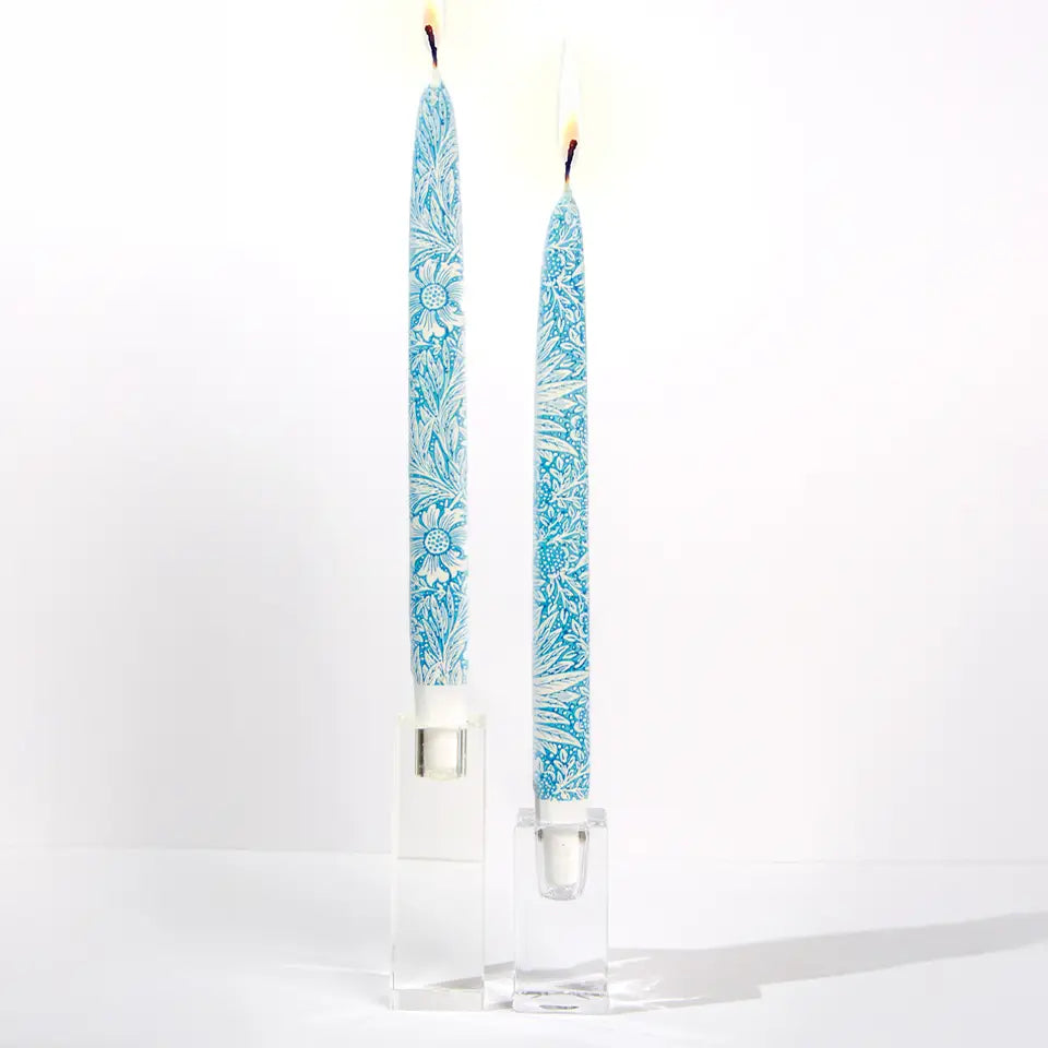 William Morris “Blue Marigold” Decorative Taper Candles – Set of 2
